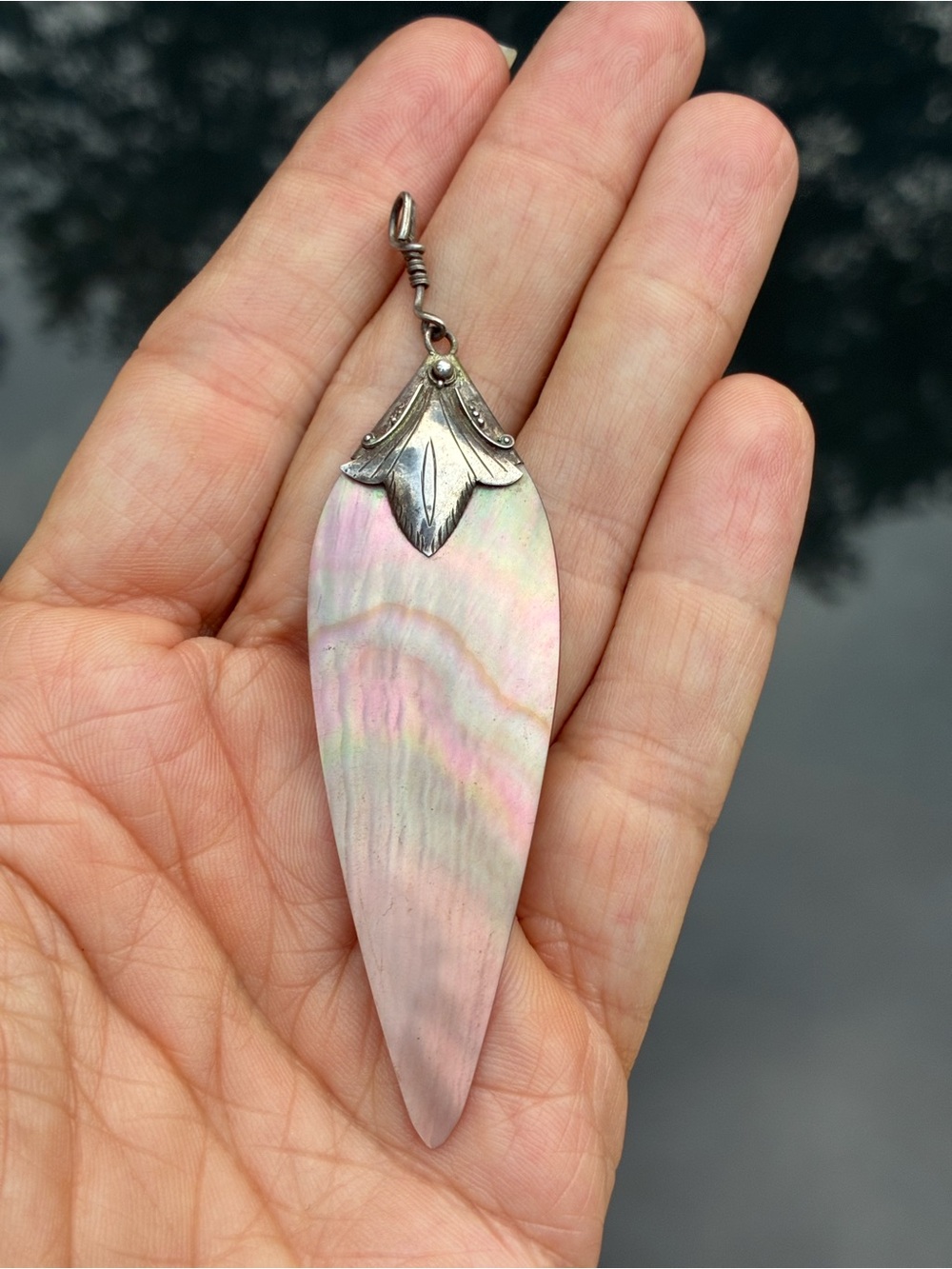 Vintage Abalone Shell & Sterling Silver Pendant | 925 | No Chain | 1990s